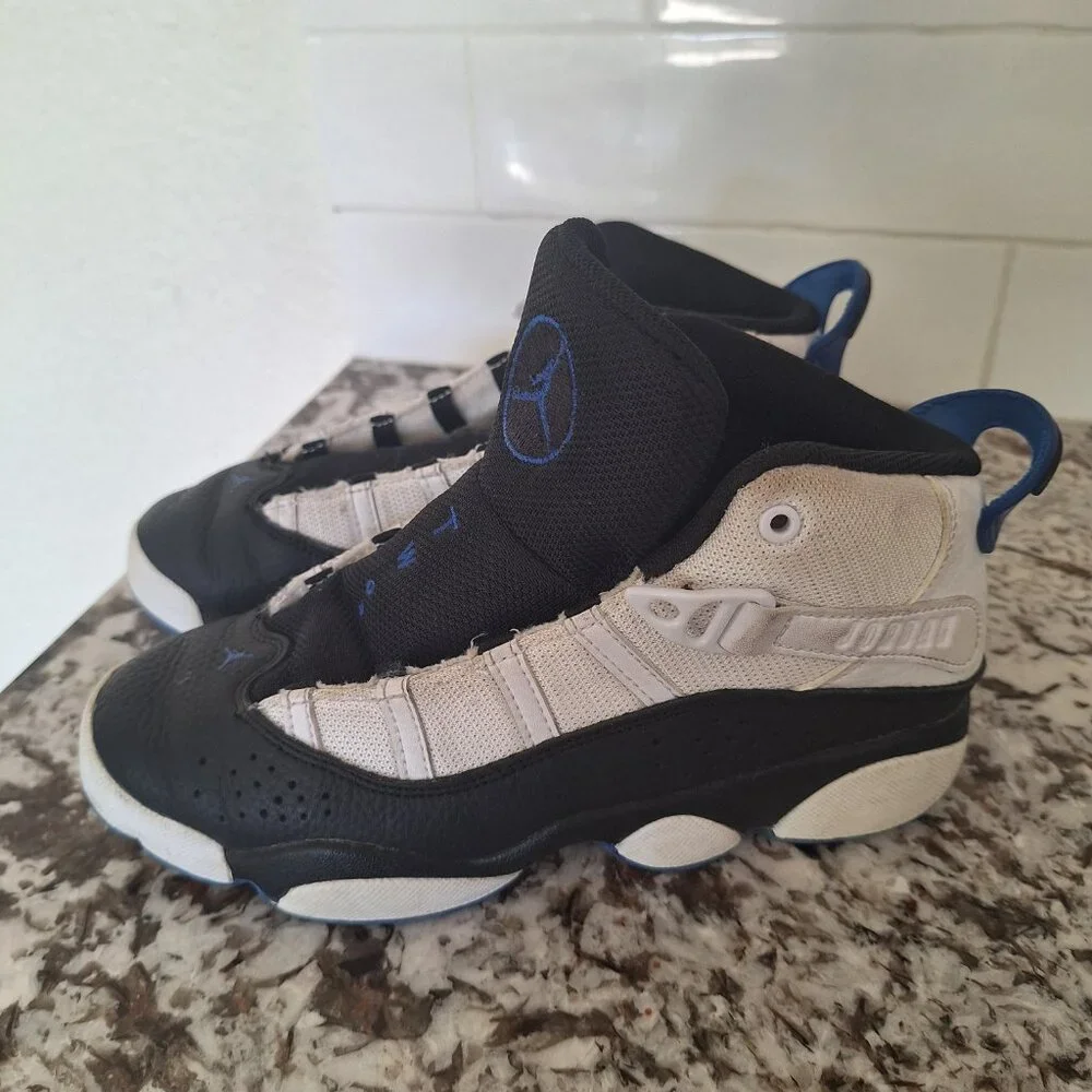 Nike Air Jordan 6 Rings Sneakers Black White ‎ 323432-142  Kid’s Size 3Y